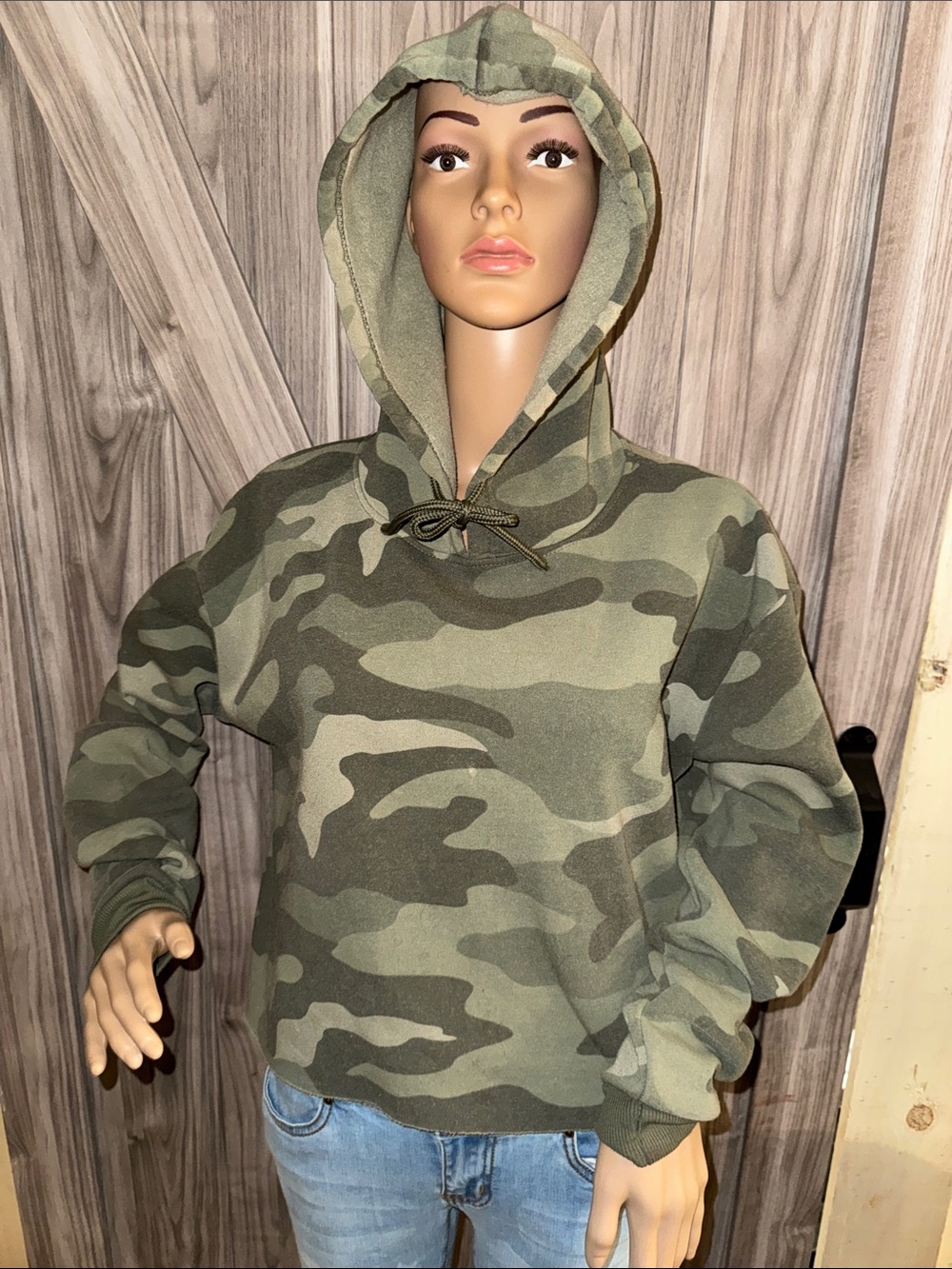 Camo Hooded Sweatshirt - Green Camouflage Women's Sweater